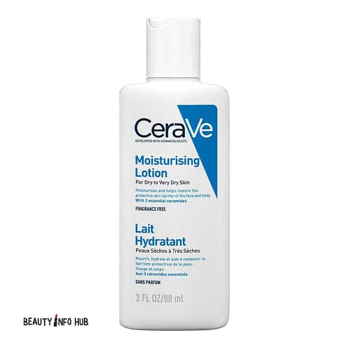 CERAVE DRY TO VERY DRY MOISTURISING LOTION 88ML CeraVe Moisturising Lotion 88ml for dry to very dry skin. With ceramides and hyaluronic acid, it hydrates and restores