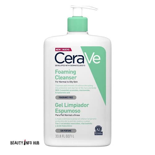 CERAVE FOAMING CLEANSER WITH PUMP NORMAL TO OILY SKIN 1L (1) CeraVe Foaming Cleanser with Pump for Normal to Oily Skin 1L (33.8oz)