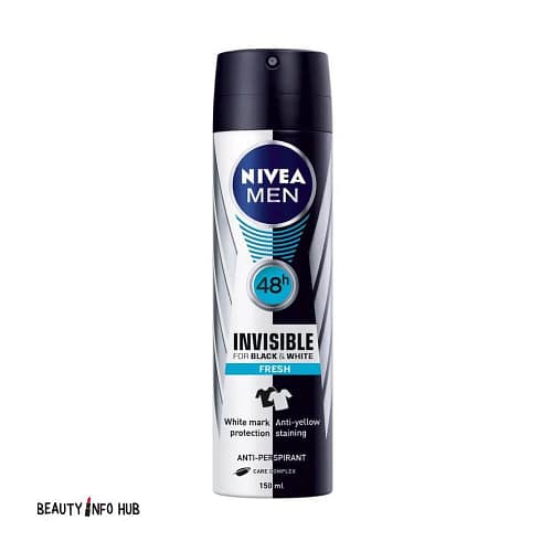 Nivea Men Spray Deodorant Invisible Black & White Fresh 150ml 4005900188540 Discover Nivea Men Spray Deodorant Invisible Black & White Fresh 150ml, how to use, why it is used, ingredients, instructions and recommendation.